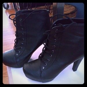 Black lace up booties